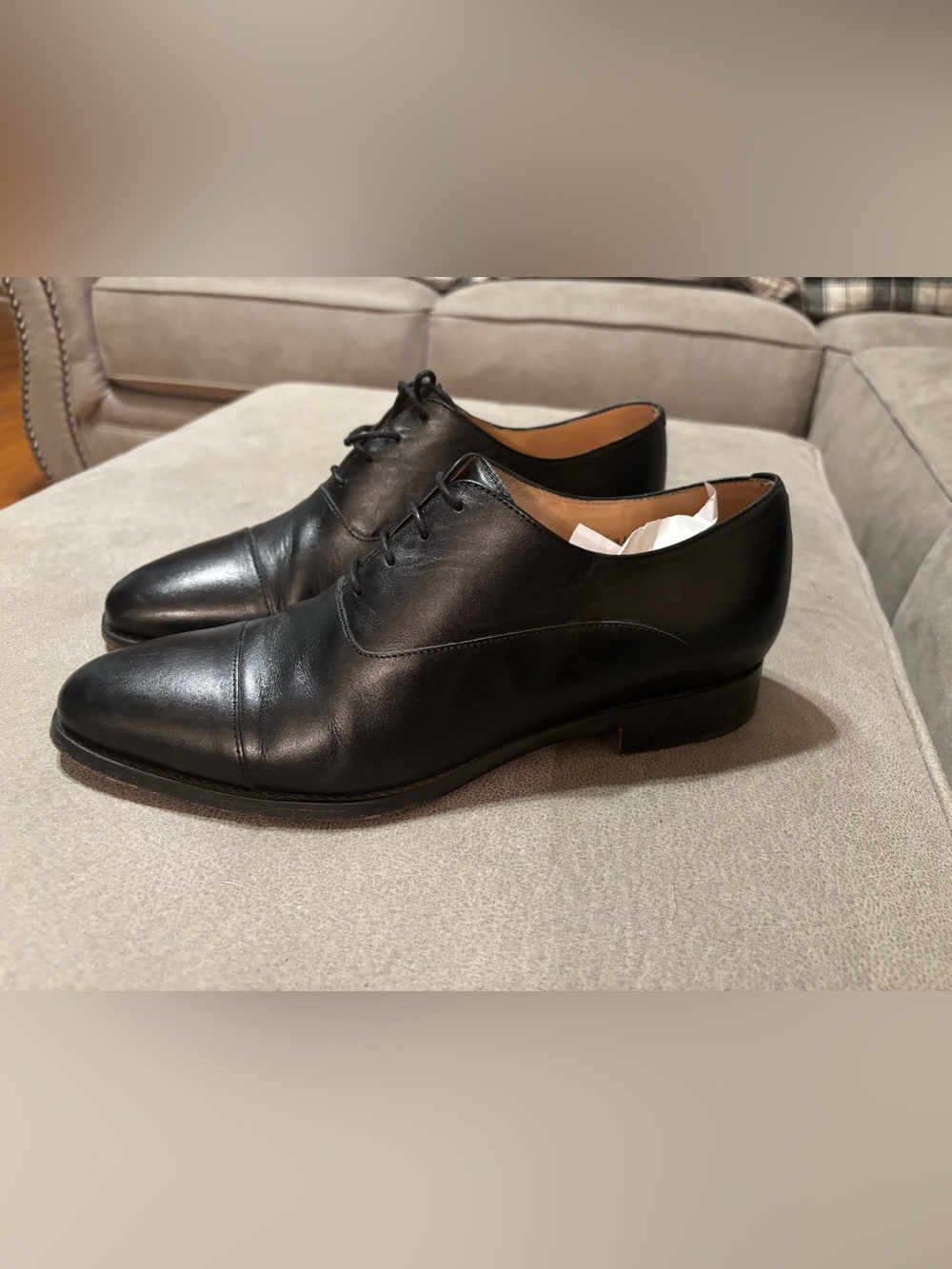 Men's Black Leather Cap-Toe Derby Dress Shoes